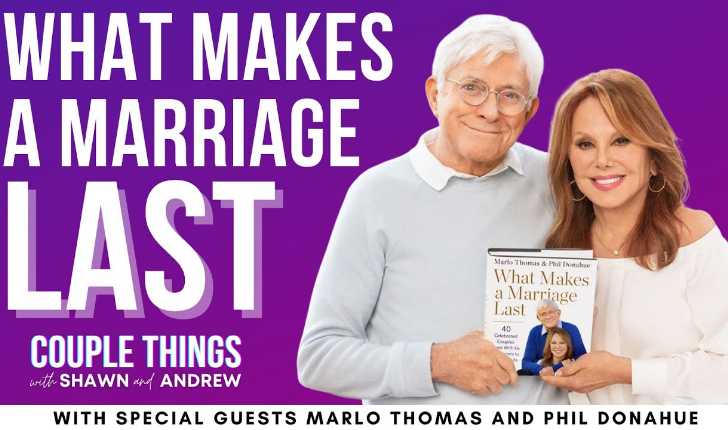 Picture of Phil Donahue and Marlo Thomas promoting their book.